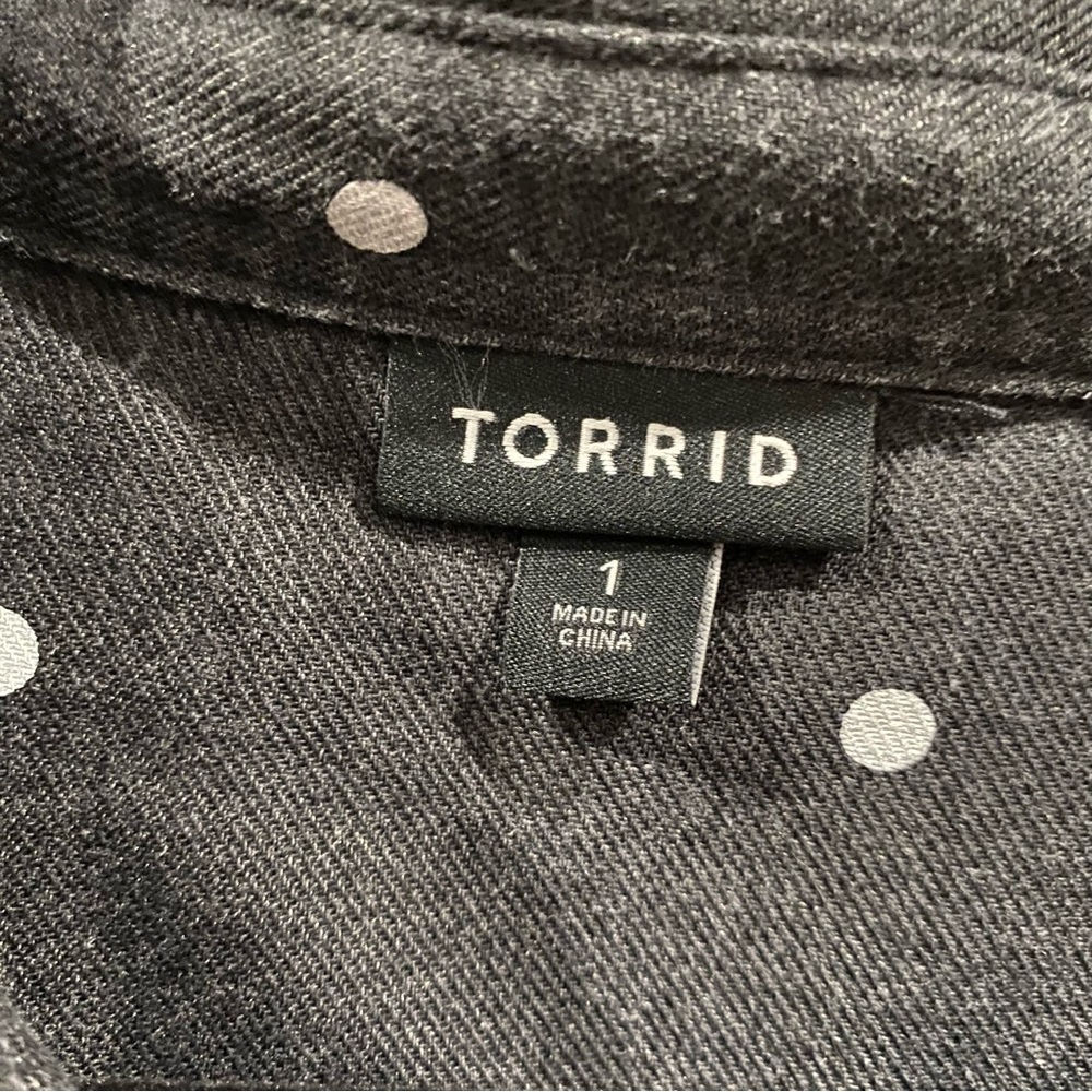 Torrid Polka Dot Button Front Chambray Shirt Grey… - image 7